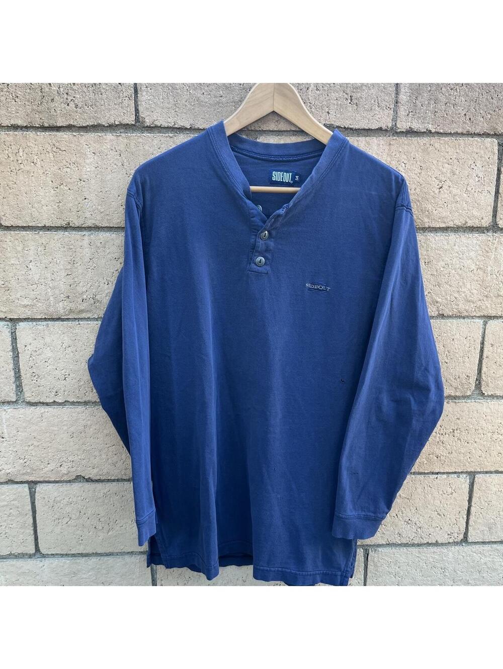 Vintage Y2K navy sideout skater navy Henley | size M
